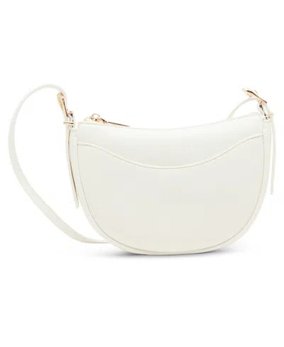 Anne Klein Sculpted Buckle Half Moon Crossbody Bag In White