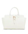 Anne Klein Sculpted Buckle Medium Satchel Bag In White