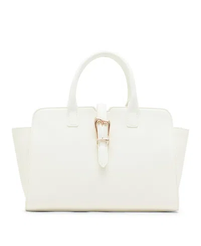 Anne Klein Sculpted Buckle Medium Satchel Bag In White