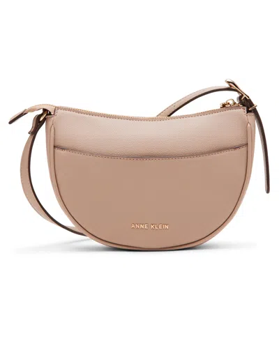 Anne Klein Sculpted Buckle Small Crossbody Bag In Brown