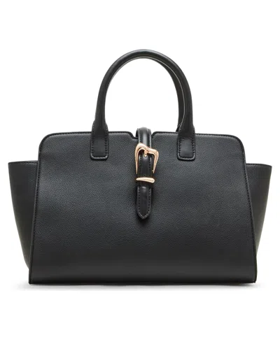 Anne Klein Sculpted Buckle With Convertible Strap Satchel Bag In Black