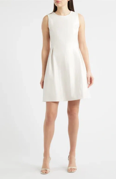 Anne Klein Seamed Fit & Flare Dress In White