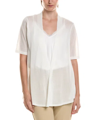 Anne Klein Semi Sheer Short Sleeve Cardigan In Grey