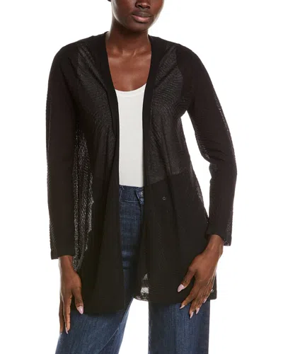 Anne Klein Semi Sheer Texture Stitch Cardigan In Black