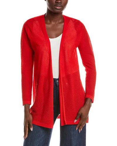 Anne Klein Semi Sheer Texture Stitch Cardigan In Brown