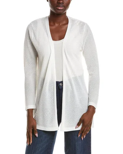 Anne Klein Semi Sheer Texture Stitch Cardigan In White