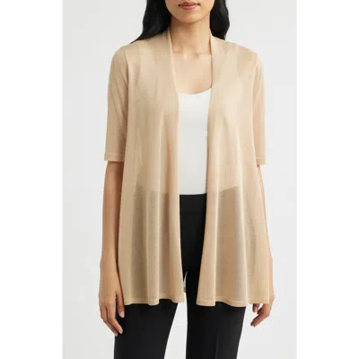 Anne Klein Semisheer Short Sleeve Cardigan In Black