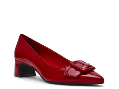 Anne Klein Senara Buckle Pointed Toe Pump In Red