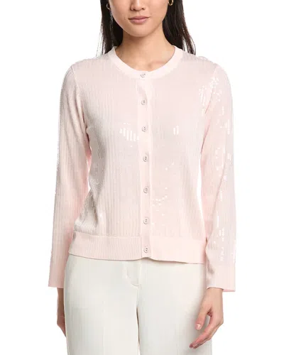 Anne Klein Sequin Cardigan In Pink