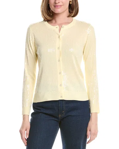 Anne Klein Sequin Cardigan In White