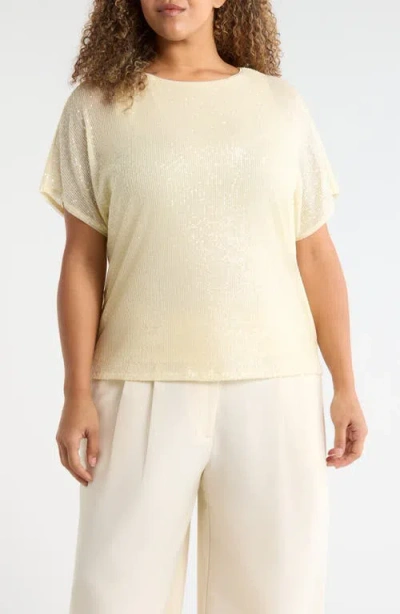 Anne Klein Sequin Dolman T-shirt In White