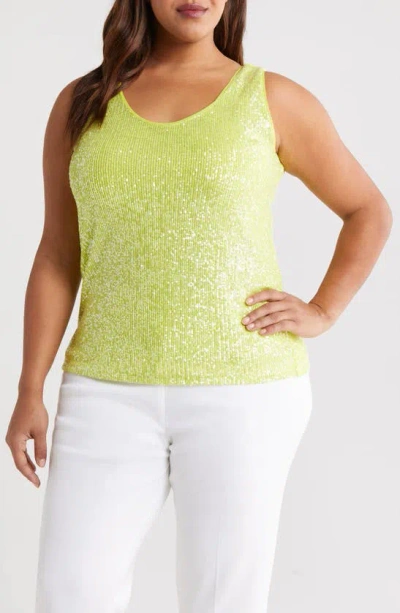 Anne Klein Sequin Double Scoop Tank In Sprout