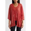 Anne Klein Sequin Draped Open Front Cardigan
