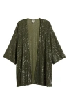 Anne Klein Sequin Draped Open Front Cardigan