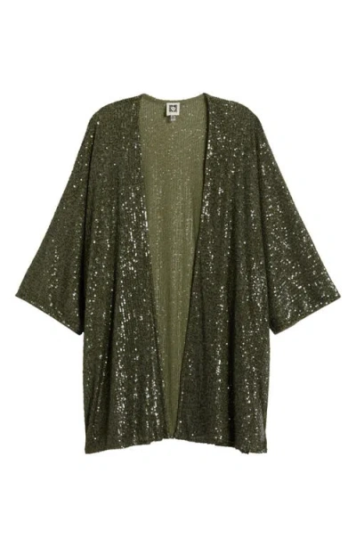 Anne Klein Sequin Draped Open Front Cardigan