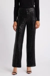 Anne Klein Sequin Hollywood Waistband Straight Leg Pants In Anne Black