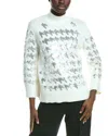 Anne Klein Sequin Houndstooth Mock Neck Sweater In Multi