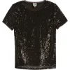 Anne Klein Matte Sequin Mesh Top In Anne Black