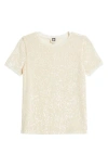 Anne Klein Sequin Mesh T-shirt In Soft Latte