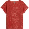 Anne Klein Dolman Sleeve Sequin Top In Red