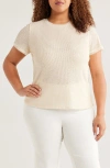 Anne Klein Sequin Mesh Top In Light Parchment