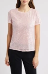 Anne Klein Sequin Mesh W Triple Mesh Ss B In Pink