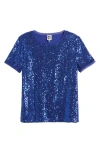 Anne Klein Plus Size Sequin-embellished Short-sleeve Top In Vibrant Cobalt