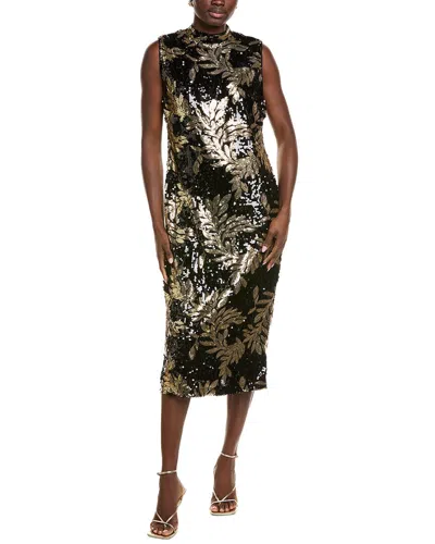 Anne Klein Sequin Midi Dress In Black