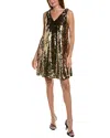 Anne Klein Paillette Double V-neck Tank Dress In Multi