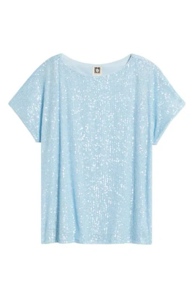 Anne Klein Sequin Top In Blue