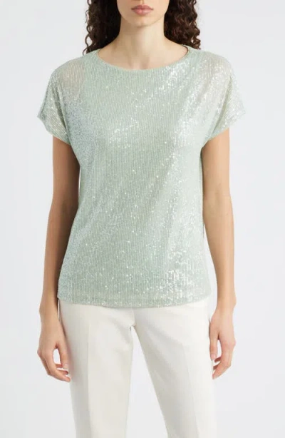 Anne Klein Sequin Top In Green