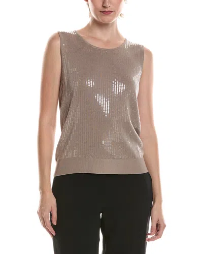 Anne Klein Sequin Top In Neutral