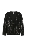 Anne Klein Sequin Zigzag Sweater In Black