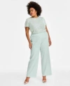 Anne Klein Plus Size Pull-on Wide-leg Tailored Pants In White