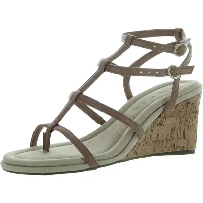 Anne Klein Seville Womens Cork Faux Leather Ankle Strap In Multi