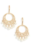 Anne Klein Imitation Pearl Cutout Drop Shaky Earrings In Gold