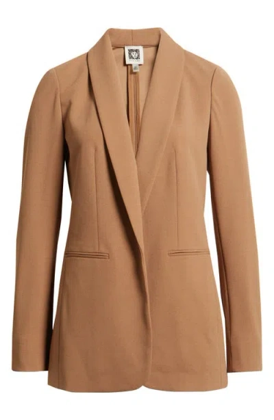 Anne Klein Shawl Collar Blazer In Brown