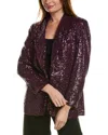 Anne Klein Sequin Shawl Collar Blazer In Purple
