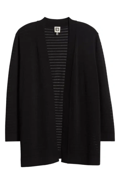 Anne Klein Sheer Stripe Cardigan In Anne Black