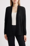 Anne Klein Sheer Stripe Cardigan In Anne Black