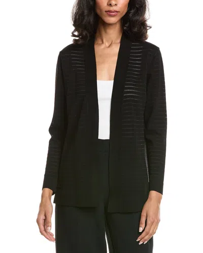 Anne Klein Sheer Stripe Cardigan In Black