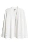 Anne Klein Sheer Stripe Cardigan In Bright White