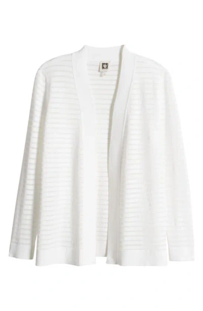 Anne Klein Sheer Stripe Cardigan In Bright White