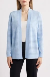 Anne Klein Sheer Stripe Cardigan In Surf Blue
