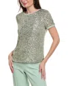 Anne Klein Shiny Sequin Banded T-shirt In Brown
