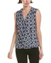 Anne Klein Shirred Surplice Blouse In Blue