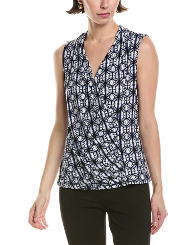 Anne Klein Shirred Surplice Blouse In Blue