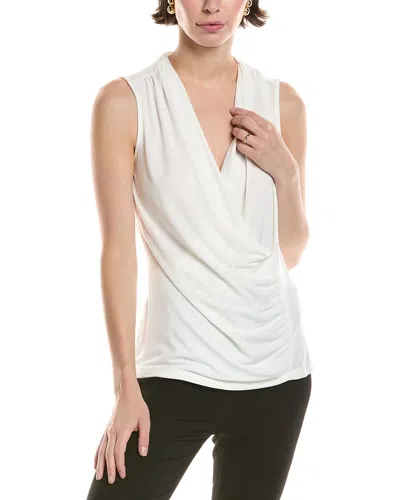 Anne Klein Shirred Surplice Blouse In White
