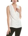 Anne Klein Shirred Faux Wrap Top In White