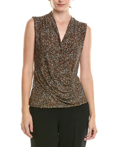 Anne Klein Shirred Surplice Top In Multi